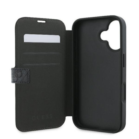 Оригинальный чехол-книжка Guess 4G Metal Logo для iPhone 16 - Black