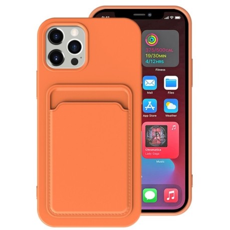 Противоударный чехол Card Slot Design для iPhone 14 Plus - оранжевый