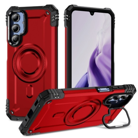 Противоударный чехол MagSafe Lens Holder PC Hybrid TPU для Samsung Galaxy A16 5G - красный
