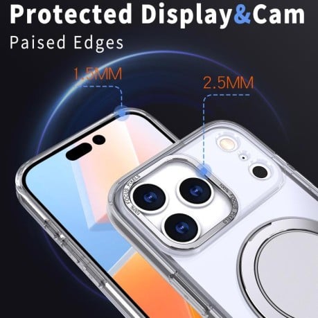 Чехол Kalebol с подставкой 360 и MagSafe на iPhone 17 Pro - прозрачный