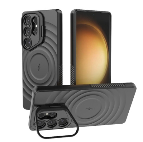 Чохол Lens Frame Bracket Corrugated MagSafe для Samsung Galaxy S25 Ultra 5G - чорний