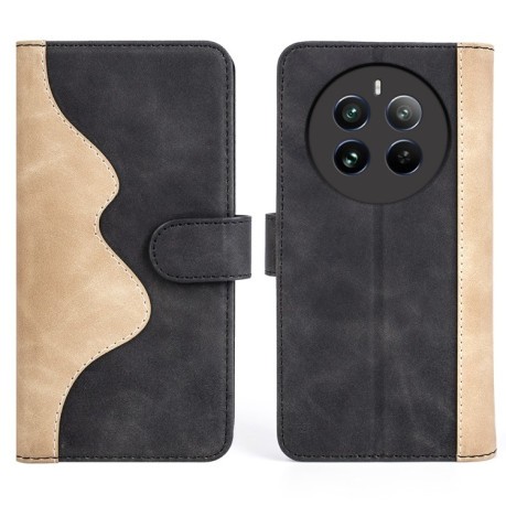 Чехол-книжка Stitching Horizontal Flip Leather  для Realme 12+ 5G - черный