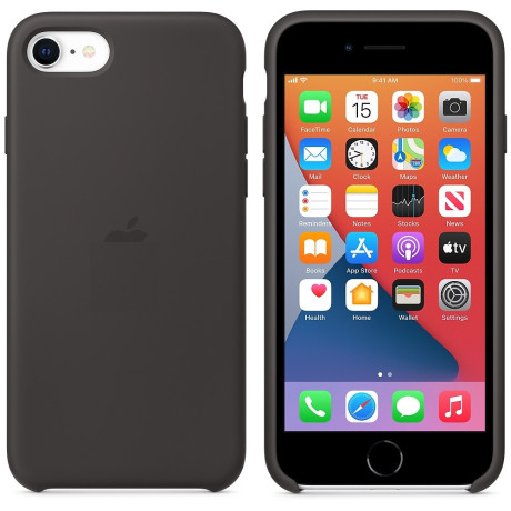 Силиконовый чехол Silicone Case Black для iPhone SE 3/2 2022/2020/8/7