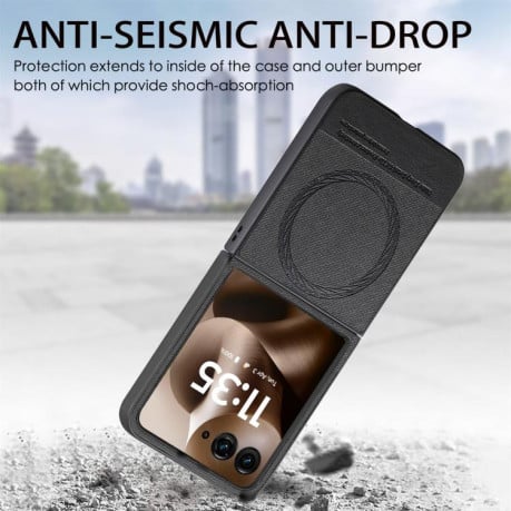 Чохол Twill Fabric Leather Skin Magnetic для Motorola Razr 60 Ultra - чорний