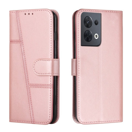 Чехол-книжка Stitching Calf Texture для OPPO Reno 8 5G Global - розовое золото