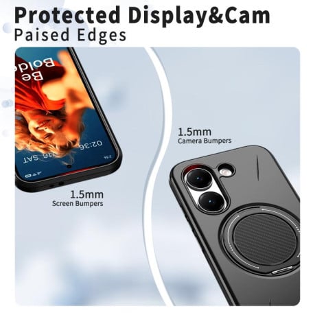 Чохол Metal Rotation Holder MagSafe TPU Hybrid PC з металевим поворотним тримачем і MagSafe на Xiaomi Redmi Turbo 5 5G / Poco X8 Pro 5G — чорний