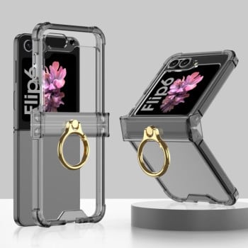 Протиударний чохол Gkk Airbag Hinge Silicone with Ring Holder для Samsung Galaxy Flip 6/Flip 7 FE 5G - чорний
