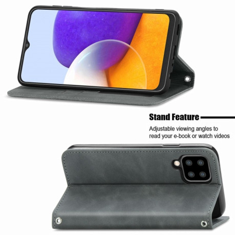 Чехол-книжка Retro Skin Feel Business Magnetic на Samsung Galaxy M32/A22 4G - серый