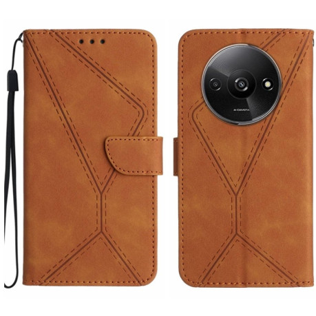 Чехол-книжка Stitching Embossed Leather  для Xiaomi Redmi A3 - коричневый