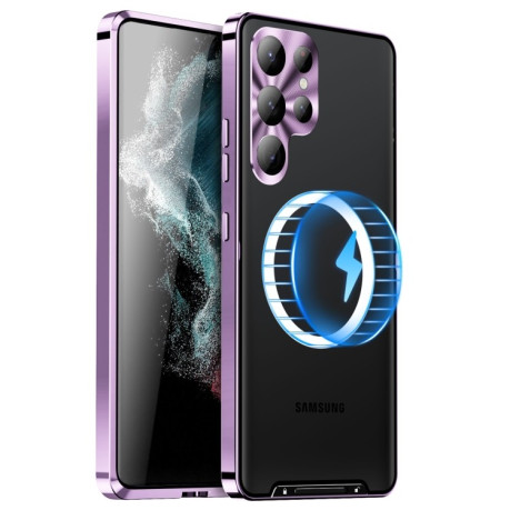 Противоударный чехол Frosted Meta (MagSafe) для Samsung Galaxy S24 Ultra 5G - фиолетовый