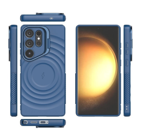 Чехол Lens Frame Bracket Corrugated MagSafe для Samsung Galaxy S25 Ultra 5G - синий
