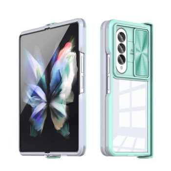 Противоударный чехол 360 Full Body Sliding Camshield для Samsung Galaxy Fold4 - серо-зеленый