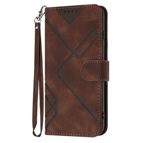 Чехол-книжка Line Pattern Skin Feel Leather для Xiaomi Poco F7 - кофейный