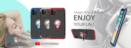 Чехол X-Fitted Electroplated Ring Version для iPhone 12 Pro Max-синий