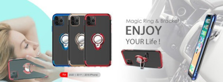 Чехол X-Fitted  Electroplated Ring Version для iPhone 12/iPhone 12 Pro - красный