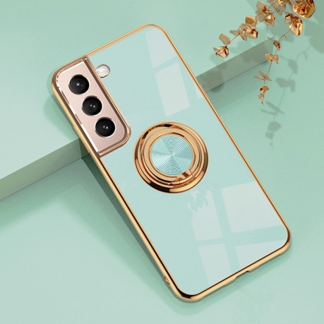 Чехол 6D Electroplating with Magnetic Ring для Samsung Galaxy S22 Ultra 5G - светло-зеленый