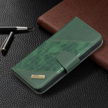 Чехол-книжка Matching Color Crocodile Texture на Samsung Galaxy A52/A52s - зеленый