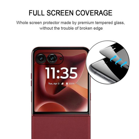 Захисне 3D-вигнуте скло Edge Glue HD із гартованого скла на Motorola Razr 60 Ultra - чорне