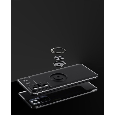 Ударозащитный чехол Metal Ring Holder 360 Degree Rotating на Xiaomi Redmi Note 10 Pro - черный
