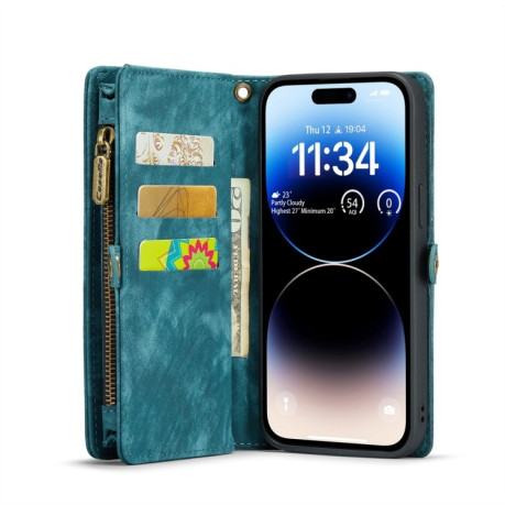 Чохол-гаманець CaseMe 008 Series Zipper Style на iPhone 15 Pro Max - синій