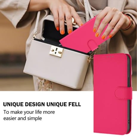 Чехол-книжка с мягким покрытием (Skin Feel) со шнурком на Infinix Smart 10 4G - пурпурно-красный