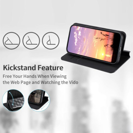 Чехол-книжка Stylus Cubic Grid Texture Flip Leather для Motorola Edge 60  - черный