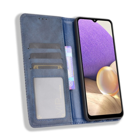 Чехол-книжка Magnetic Buckle Retro на Samsung Galaxy A32 5G- синий