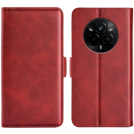 Чехол-книжка Dual-side Magnetic Buckle для Realme 14 Pro+ - красный