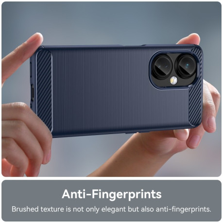 Противоударный чехол Brushed Texture Carbon Fiber на OnePlus Nord CE3 Lite  - синий