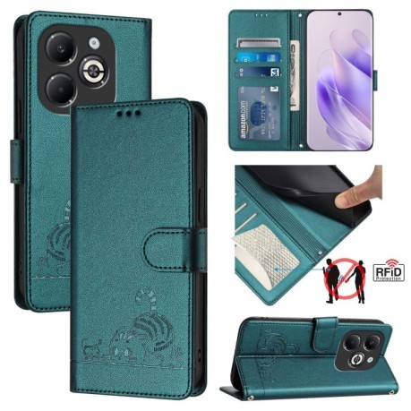 Чехол-книжка Cat Embossing Pattern на Infinix Smart 8 Plus / 8 Pro - Green