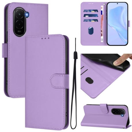 Чехол-книжка с мягким покрытием (Skin Feel) со шнурком на Xiaomi Poco M7 4G 169mm - фиолетовый