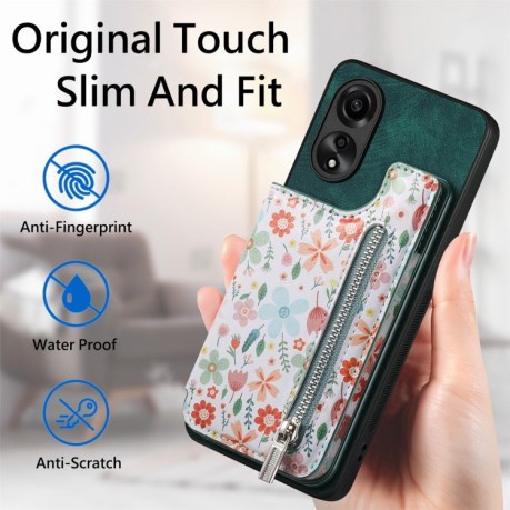 Протиударний чохол Retro Cross Wristband Wallet Leather для OPPO A78 4G - зелений
