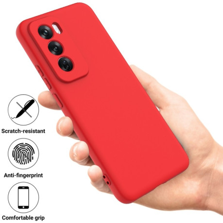 Силиконовый чехол Solid Color Liquid Silicone на OPPO Reno 12 5G Global - красный