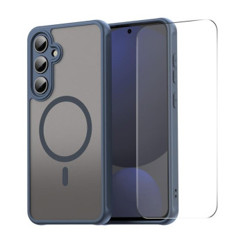 Чохол ENKAY Hat-Prince з MagSafe матовий+скло на Samsung Galaxy S25 FE 5G - синій