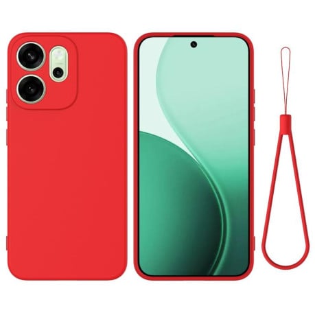 Силиконовый чехол Solid Color Liquid Silicone на OPPO Reno14 F 5G Global - красный