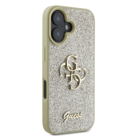 Оригинальный чехол Guess Big Metal Logo Fixed Glitter для iPhone 16 - Gold