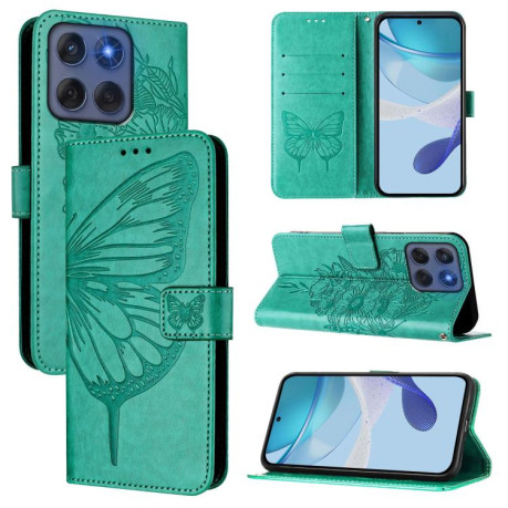 Чохол-книжка Embossed Butterfly на Motorola Edge 5G 2025 / 60 Fusion 5G - зелений