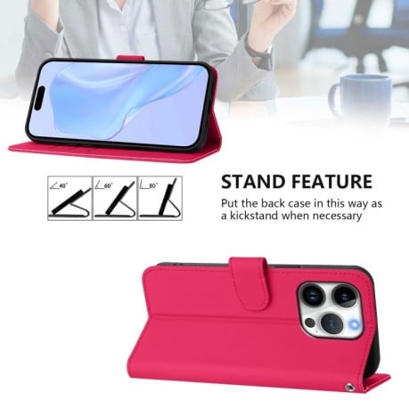 Чохол-книжка Skin Feel S-type для iPhone 16 Pro - пурпурно-червоний