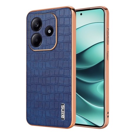 Чохол AZNS Electroplated Frame Crocodile Texture на Xiaomi Redmi Note 14 5G - синій