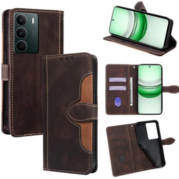 Чехол-книжка с мягким покрытием Skin Feel и магнитной застёжкой на Realme C71 4G - коричневый