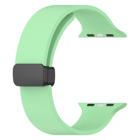 Силиконовый ремешок Magnetic Black Buckle Smooth для Apple Watch 10 46mm/Ultra 49mm / Series 8/7 45mm / 44mm / 42mm- светло-зеленый