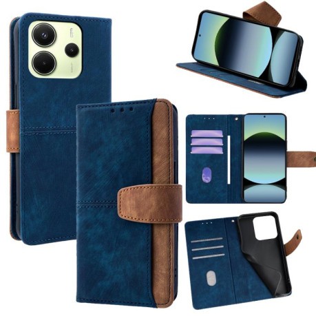 Чохол-книжка Color Stitching Skin Feel Leather RFID Blocking для Xiaomi Redmi Note 14 4G 164.84mm - синій