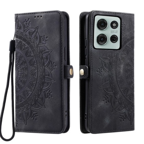 Чехол-книжка Totem Embossed Magnetic Leather для Motorola Moto G75 5G - черный