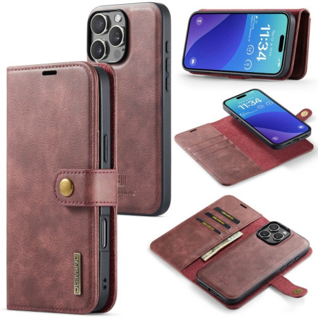 Чохол-книжка DGMING Crazy Horse Texture для iPhone 16 Pro - червоний