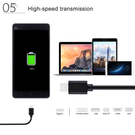 Кабель HAWEEL 1m USB-C / Type-C to USB 2 на Samsung Galaxy S8 &amp; S8 + / LG G6 / Huawei P10 &amp; P10 Plus / Oneplus 5 - черный