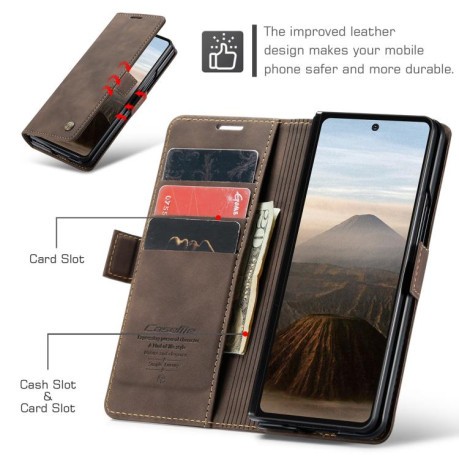 Чехол-книжка CaseMe-013 Multifunctional на Samsung Galaxy Fold 7 - кофейный