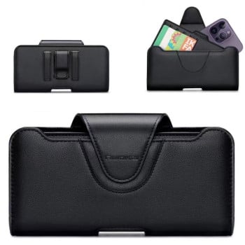 Універсальний чохол NUOKU на діагональ 5.5-6.7 Belt Clip Carrying Pouch із фактурою Litchi та кріпленням на пояс - чорний