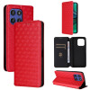 Чехол-книжка Stylus Cubic Grid Texture Flip Leather для Motorola Edge 60 - красный