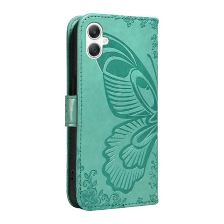 Чехол-книжка Swallowtail Butterfly Embossed Leather на Samsung Galaxy A07 5G - зеленый