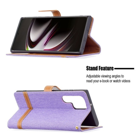 Чехол-книжка Color Matching Denim Texture на Samsung Galaxy S22 Ultra 5G - фиолетовый